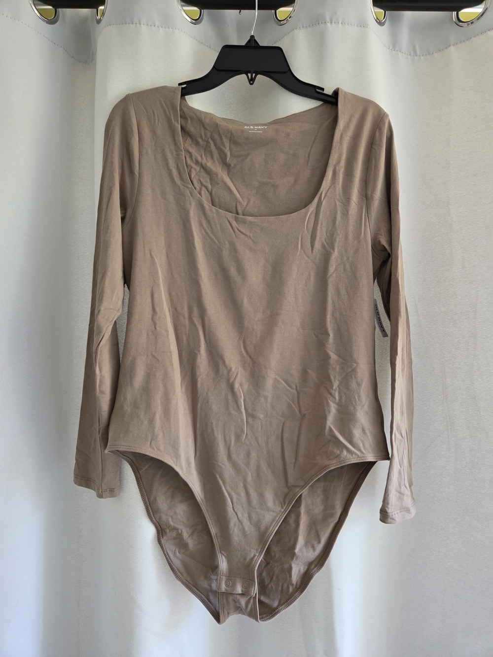 NWT Old Navy Double-Layer Long Sleeve Bodysuit Beige Tan